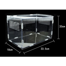 Load image into Gallery viewer, Transparent Acrylic Reptile Box for Spiders Tortoise Lizard Breeding Insect Box Vents Sliding Small Pet Terrarium Vivarium
