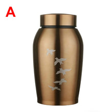 Load image into Gallery viewer, Gold/Black Stainless steel Urns Pets Dog Cat Birds Mouse Cremation Ashes Urn Keepsake Casket Columbarium Pets Memorials
